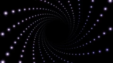 Endless spiral of glowing particles in dark space. Design. Rotating vortex of Stock Illustration