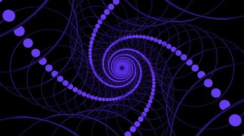 Endless spiral of glowing particles in dark space. Design. Rotating vortex of Stock Illustration