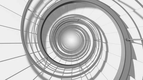 Endless spiral staircase. 3D render Illustrazione stock