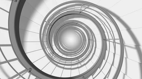 Endless spiral staircase. 3D render Stock Illustration