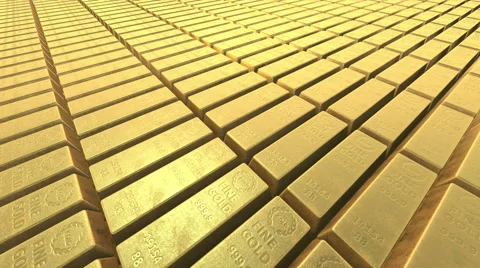 Endless stacks of gold bars Bricks, camera panning closely Stock Footage 45030241