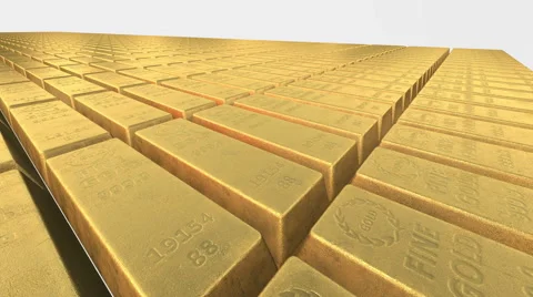 Endless stacks of gold bars Bricks, camera smooth panning closeup Stock Footage 45030303