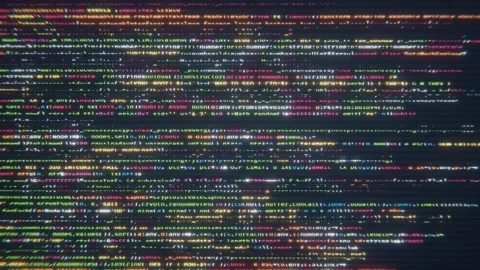 Endless stream of colorful programming code scrolling upwards, representing Stock Footage 347808991