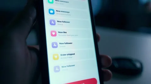 Endless stream of notifications appearing on smartphone screen close-up Stock-Footage 341746121