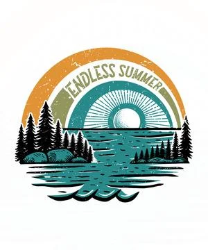 Endless summer beach vibes vector art t shirt design Stock Illustration