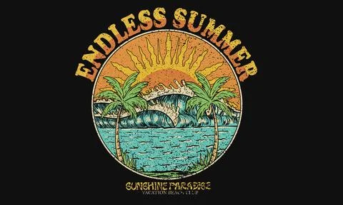 Endless summer graphic print design. Stock Illustration