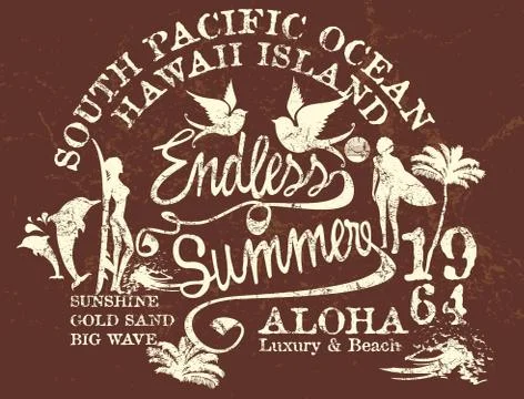 Endless summer retro style vector art Stock Illustration