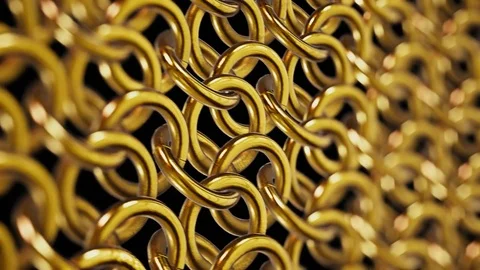 Endless Surface of Glittering Gold Chainmail Stock Footage 77898107