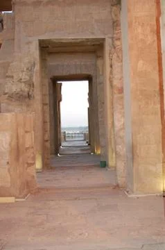 Endless temple arches in Egypt Stock Photos