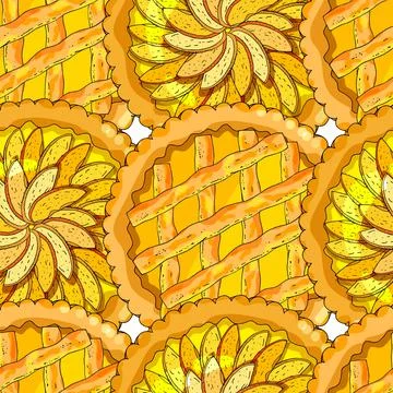 Endless texture with apple pies. The theme of autumn, harvest and thanksgivin Stock Illustration