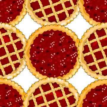 Endless texture with cherry pies. The theme of autumn, harvest and thanksgivi Stock-Illustration