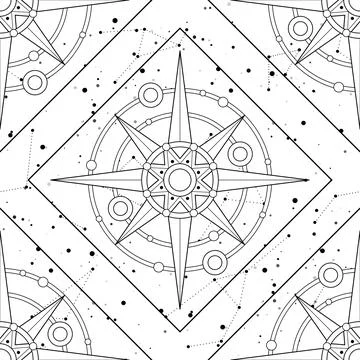 Endless Texture of Cosmic Universe with Mechanical Stars Stock Illustration
