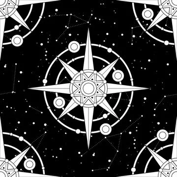 Endless Texture of Cosmic Universe with Mechanical Stars Stock Illustration