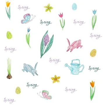 Endless texture for spring design, decoration, greeting cards. Stock Illustration