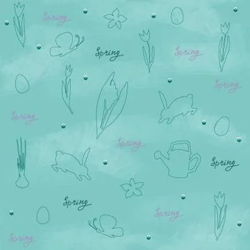 Endless texture for spring design, decoration, greeting cards. Stock Illustration