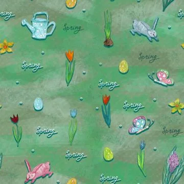 Endless texture for spring design, decoration, greeting cards. Stock Illustration