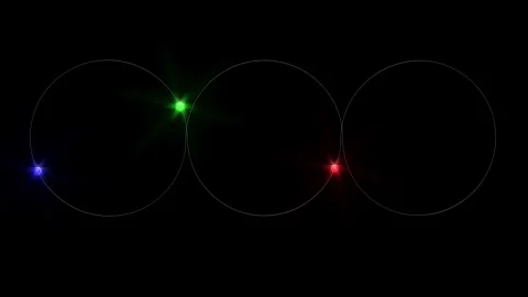 Endless three circle red green blue lights on black bg able to loop endless Stock Footage 331148335