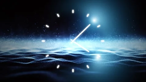 Endless time clock with seascape waves looped animation Stock Footage 337964053