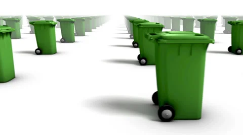  Endless Trash Cans side view loop (Green) Stock Footage 33605408