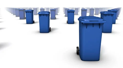 Endless Trashcans front view loop (Blue) Stock Footage 32628300
