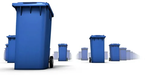 Endless Trashcans low angle loop (Blue) Stock Footage 32627655