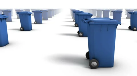 Endless Trashcans side view loop (Blue) Stock Footage 32628224