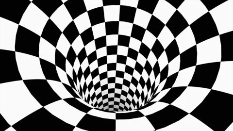 Endless Tunnel Checkerboard Pattern Black White Perspective Illusion 4K UHD Vide Stock Footage 172404967