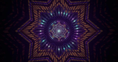 Endless tunnel of geometric patterns with vibrant lights for visualization .. Stock Footage 316831131