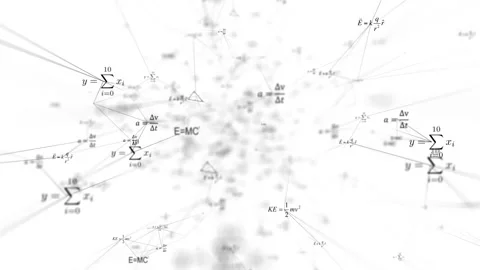 Endless tunnel of math and scientific formulas. Futuristic visualization of the Stock Footage 113458332