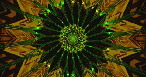 Endless tunnel of vibrant green and yellow patterns creates mesme Stock Footage 317961429