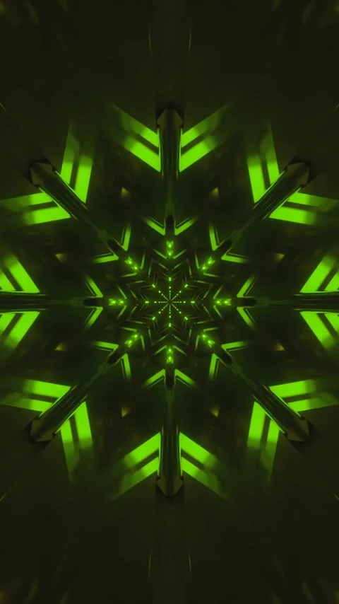 Endless tunnel video vj loop screensaver with vibrant green shapes and patt.. Stock Footage 320357272