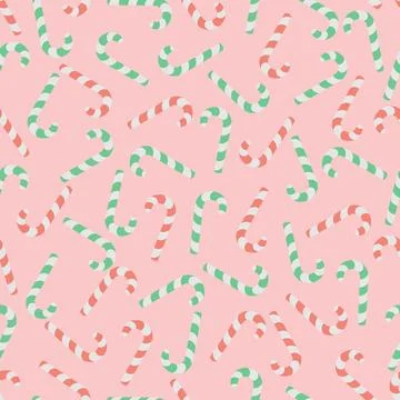 Endless vector pattern. Christmas ornament of striped red and green lollipops. イラスト素材