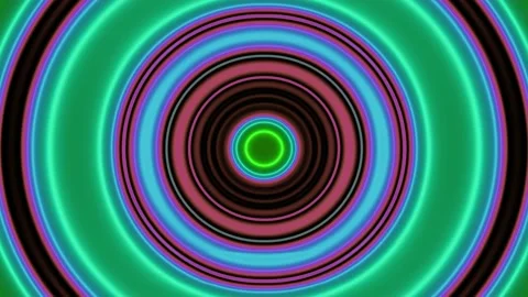 An endless VJ tunnel of circle shaped neon lights in orange and blue coming Stock Footage 145966951