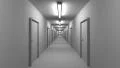 Endless white corridor with doors seamless loop HD Footage