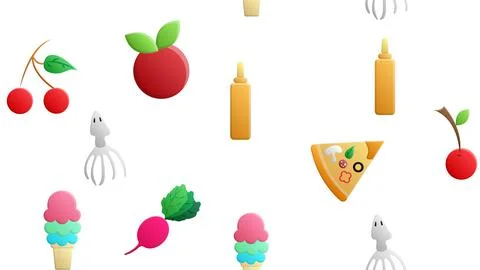 Endless white seamless pattern from a set of icons of delicious food and snac 스톡 일러스트