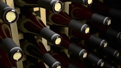 An endless wine cellar of aged wines Stockbeeldmateriaal 314001817