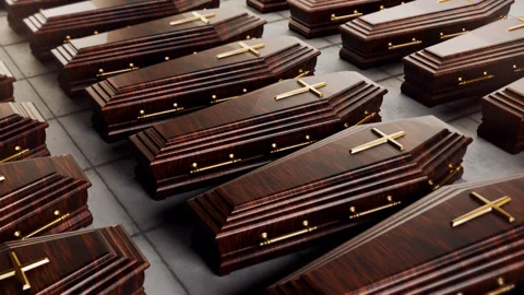 Endless Wooden Coffins Stock Footage 313937542
