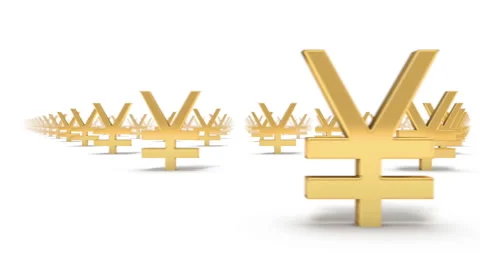 Endless Yen Symbols front view loop  Stock Footage 40400366