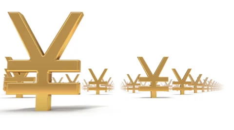 Endless Yen Symbols low angle loop  Stock Footage 40400402
