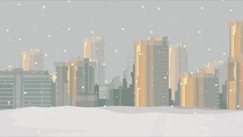 Endlessly flying snow on the background of the city Video stock 99829482
