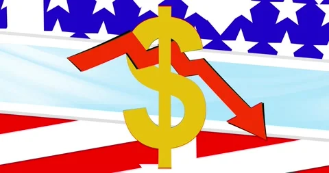 An endlessly looping illustration of the depreciation of the dollar Stock Footage 160645346