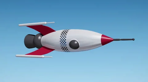 An endlessly spinning retro spaceship Stock Footage 47879022