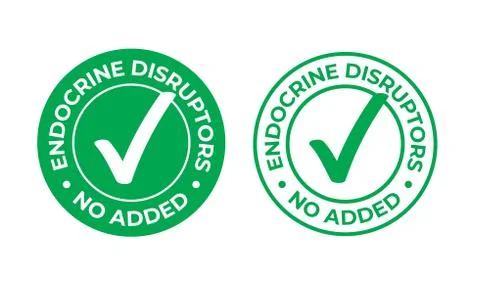 Endocrine disruptors no added vector green check mark icon. Natural food pack Stock-Illustration