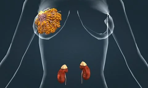 The endocrine system is a complex network of glands and organs. Illustrazione stock