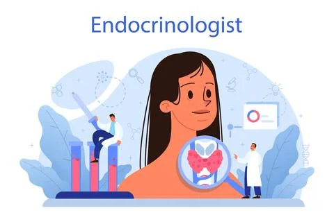 Endocrinologist concept. Thyroid examination. Doctor examine hormone Stock Illustration
