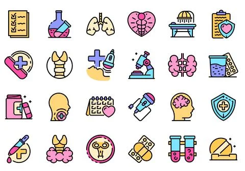 Endocrinologist icons set vector flat イラスト素材
