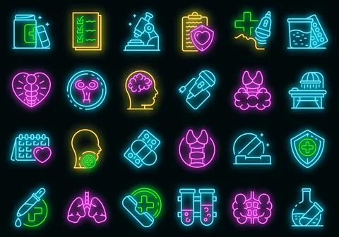 Endocrinologist icons set vector neon イラスト素材