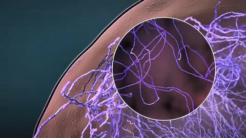 Endoplasmic reticulum Travel inside the cell showing the mitochondria produci Stock Illustration