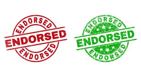 ENDORSED Round Stamp Seals Using Grunge Style Stock Illustration