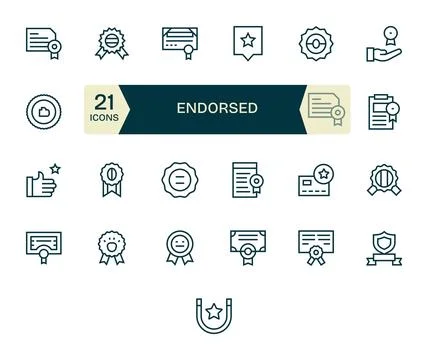 Endorsed Vector Graphics Pack including 25 Regular Line High Resolution Edi.. Stock Illustration